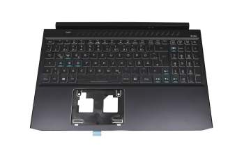 6BQAUN2014 teclado incl. topcase original Acer DE (alemán) negro/blanco/negro con retroiluminacion (Cable de conexión de 16 mm)