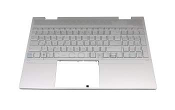 7116983700002 teclado incl. topcase original HP DE (alemán) plateado/plateado con retroiluminacion (DSC)