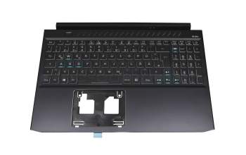 71NJ22BO018 teclado incl. topcase original Compal DE (alemán) negro/negro con retroiluminacion (Cable de conexión de 16 mm)