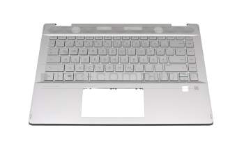 8CG04258MS teclado incl. topcase original HP DE (alemán) plateado/plateado con retroiluminacion