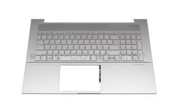 8CG20743P5 teclado incl. topcase original HP DE (alemán) plateado/plateado con retroiluminacion