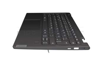 8SST60T24785 teclado incl. topcase original Lenovo DE (alemán) gris/canaso con retroiluminacion