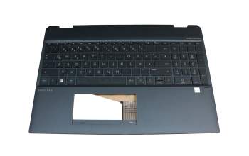 9Z.NEZBQ.J0G teclado incl. topcase original HP DE (alemán) negro/azul con retroiluminacion