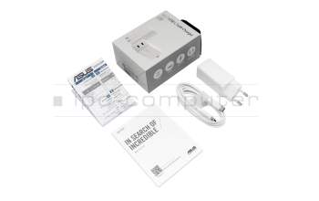 AC65-05 GaN-cargador USB-C original Asus 65 vatios EU wallplug blanca pequeño Adaptador GaN de 65 W con 2 puertos y enchufe de pared