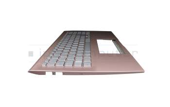 AEXKNG00010 teclado incl. topcase original Quanta DE (alemán) plateado/rosa con retroiluminacion