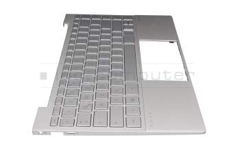 AM2V5000560 teclado incl. topcase original HP DE (alemán) plateado/plateado con retroiluminacion