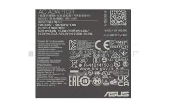 Asus Chromebook CR1204FGA original cargador USB-C 45 vatios