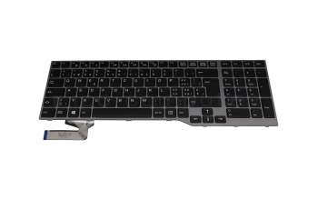 CP629317-XX teclado original Fujitsu CH (suiza) negro/plateado con retroiluminacion