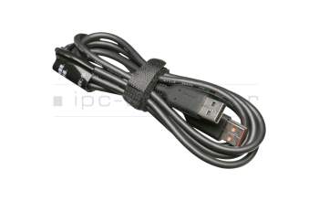 Cable de datos-/carga USB negro original 1,00m para Lenovo IdeaPad Miix 710-12IKB Tablet (80W1)