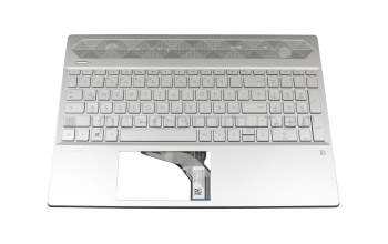 EBG7E001010-1 teclado incl. topcase original HP DE (alemán) plateado/plateado con retroiluminacion (tarjeta gráfica GTX)