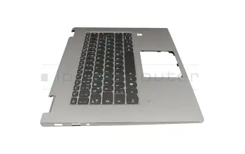ET1YU000300 teclado incl. topcase original Lenovo gris/plateado con retroiluminacion