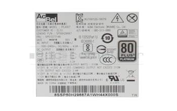 Fuente de alimentación del Ordenador de sobremesa 310 vatios Small-Form-Faktor (SFF) original para Lenovo ThinkCentre M80t Gen 3 Tower (11TJ)