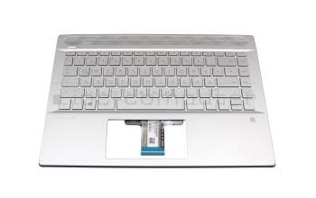 L26424-041 teclado incl. topcase original HP DE (alemán) plateado/plateado con retroiluminacion