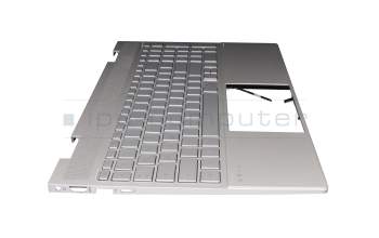 L93227-041 teclado incl. topcase original HP DE (alemán) plateado/plateado con retroiluminacion (DSC)