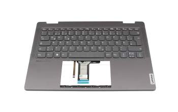 LCM21L16D0J6864 teclado incl. topcase original Lenovo DE (alemán) gris/canaso con retroiluminacion