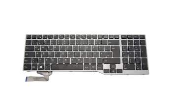 MP-12S96D0JD85W teclado original Fujitsu DE (alemán) negro/plateado con retroiluminacion