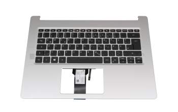 NK.I1313.0W1 teclado incl. topcase original Acer DE (alemán) negro/plateado con retroiluminacion