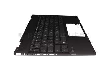 NSK-XBDBW teclado incl. topcase original HP DE (alemán) gris oscuro/canaso con retroiluminacion