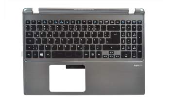 PK130O22B09 teclado incl. topcase original Acer DE (alemán) negro/plateado con retroiluminacion