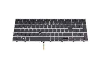 PK132WW1A11 teclado original HP DE (alemán) gris oscuro/canosa con retroiluminacion y mouse-stick