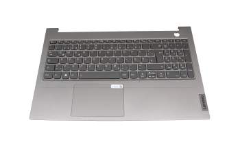 PK37B010C00TIC teclado incl. topcase original Lenovo DE (alemán) plateado/canaso con retroiluminacion