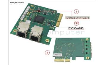 Fujitsu 2X1GB DUALLAN-KAR para Fujitsu Primergy RX300 S8