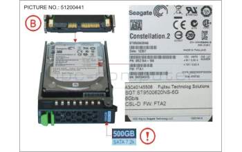 Fujitsu HD SATA 6G 500GB 7.2K HOT PLUG 2.5\' BC para Fujitsu Primergy RX300 S8