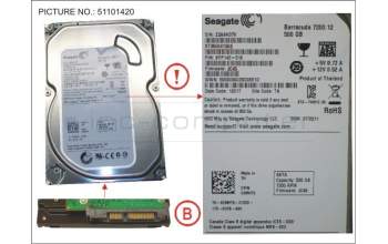 Fujitsu HDD 500GB SATA S3 7.2K 3.5\' para Fujitsu Esprimo P956