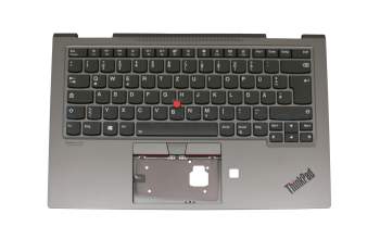 SM10T05923 teclado incl. topcase original Lenovo DE (alemán) negro/canaso con retroiluminacion y mouse stick