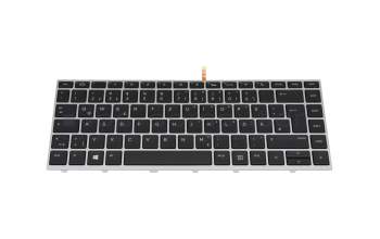 Teclado DE (alemán) color negro/chiclet plateado con retroiluminación original para HP ProBook 640 G4