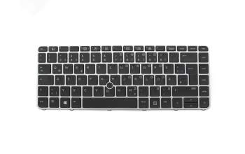 Teclado DE (alemán) color negro/chiclet plateado mate con mouse-stick original para HP EliteBook 745 G3