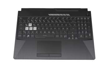 Teclado DE (alemán) negro/transparente con retroiluminación original para Asus TUF Gaming A15 FA506QM