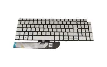 Teclado DE (alemán) plateado con retroiluminación original para Dell Inspiron 15 2in1 (7506)