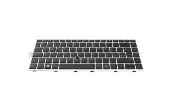 Teclado SF (suiza-francés) color negro/chiclet plateado con retroiluminación y mouse-stick original para HP EliteBook 745 G5