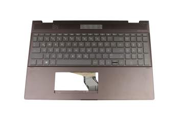 Teclado incl. topcase DE (alemán) antracita/canaso con retroiluminacion original para HP Spectre x360 15-ch000