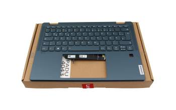 Teclado incl. topcase DE (alemán) azul/azul con retroiluminacion original para Lenovo Yoga 6 13ABR8 (83B2)
