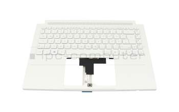 Teclado incl. topcase DE (alemán) blanco/blanco con retroiluminacion (con compartimento para bolígrafos) original para Acer ConceptD 3 Ezel (CC314-73G)