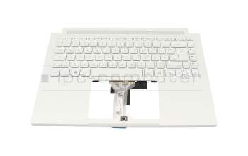 Teclado incl. topcase DE (alemán) blanco/blanco con retroiluminacion (sin compartimento para bolígrafos) original para Acer ConceptD 3 Pro (CN314-73P)