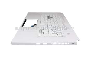 Teclado incl. topcase DE (alemán) blanco/blanco con retroiluminacion original para Asus TUF Dash F15 FX516PR