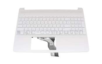 Teclado incl. topcase DE (alemán) blanco/blanco con retroiluminacion original para HP 15s-fq0000