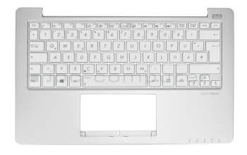 Teclado incl. topcase DE (alemán) blanco/plateado original para Asus X201E