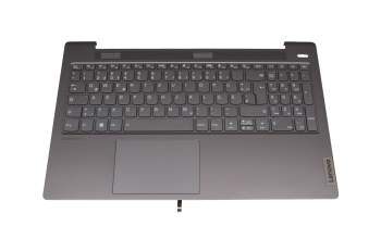 Teclado incl. topcase DE (alemán) gris/canaso con retroiluminacion Fingerprint original para Lenovo IdeaPad 5-15ALC05 (82LN)