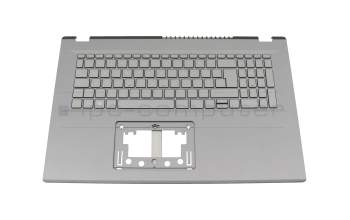 Teclado incl. topcase DE (alemán) gris/canaso con retroiluminacion original para Acer Aspire 17 (A17-51GM)