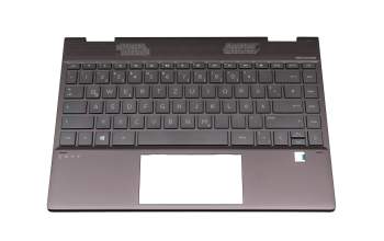 Teclado incl. topcase DE (alemán) gris/canaso con retroiluminacion original para HP Envy x360 13-ar0200