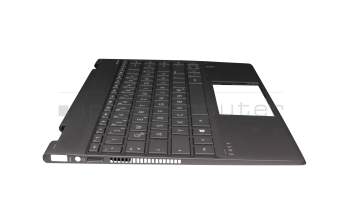 Teclado incl. topcase DE (alemán) gris/canaso con retroiluminacion original para HP Envy x360 13-ar0600