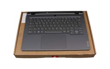 Teclado incl. topcase DE (alemán) gris/canaso con retroiluminacion original para Lenovo Legion Slim 5-14APH8 (82Y5)