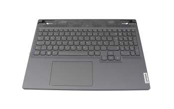 Teclado incl. topcase DE (alemán) gris/canaso con retroiluminacion original para Lenovo Legion Slim 5-16APH8 (82Y9)
