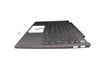 Teclado incl. topcase DE (alemán) gris/canaso con retroiluminacion original para Lenovo ThinkBook 13s IWL (20R9)