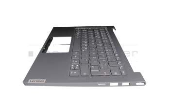 Teclado incl. topcase DE (alemán) gris/canaso con retroiluminacion original para Lenovo Yoga Slim 7-14ARE05 (82A2)