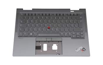 Teclado incl. topcase DE (alemán) gris/canaso con retroiluminacion y mouse stick original para Lenovo ThinkPad X1 Yoga 6th Gen (20XY/20Y0)